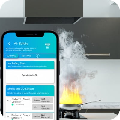 Smoke detector in a room