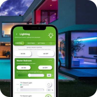 Home Lit Up at Night