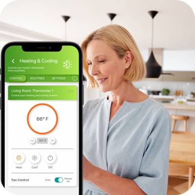 Woman smiling at phone